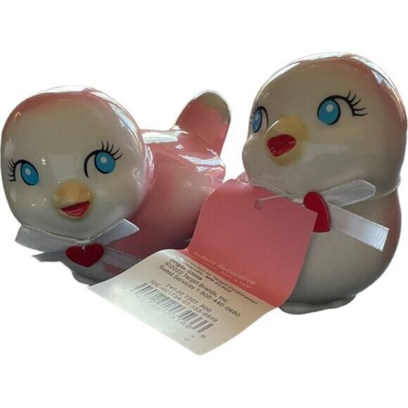 2022 Target Spritz Pink and Silver Ceramic Love Birds #2 - Picture 1 of 8